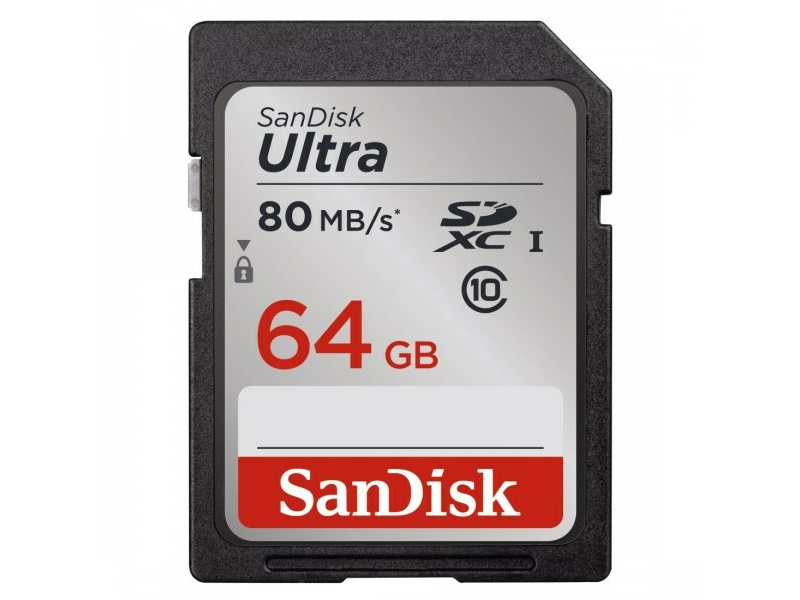 SanDisk SDXC Ultra kártya 64 GB, Class 10, UHS-I, 80MB/sec. (139768)
