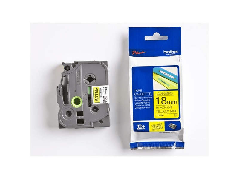 BROTHER QPTTZ641 Feliratozógép szalag, 18 mm x 8 m, sárga-fekete