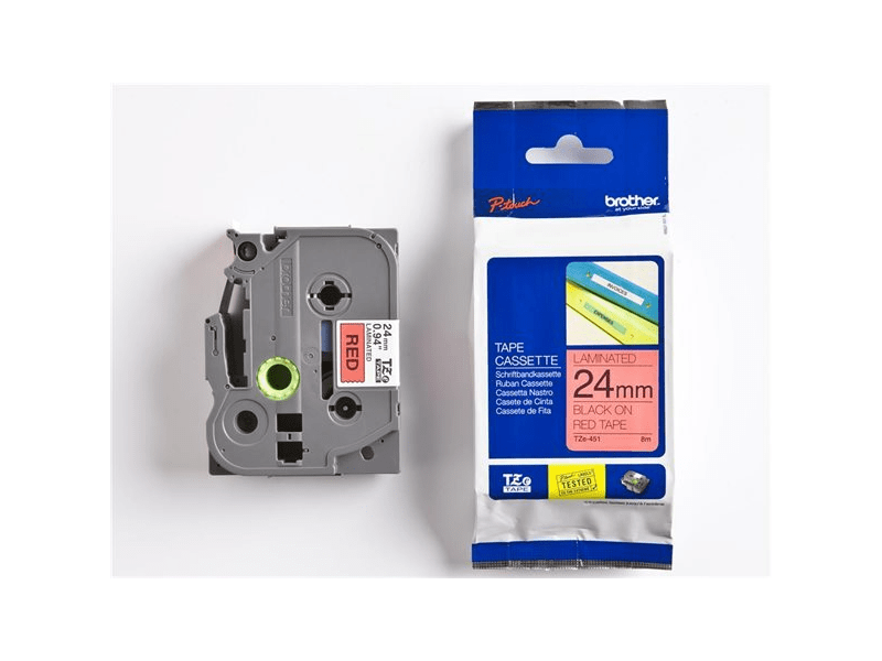 BROTHER QPTTZ451 Feliratozógép szalag, 24 mm x 8 m, piros-fekete