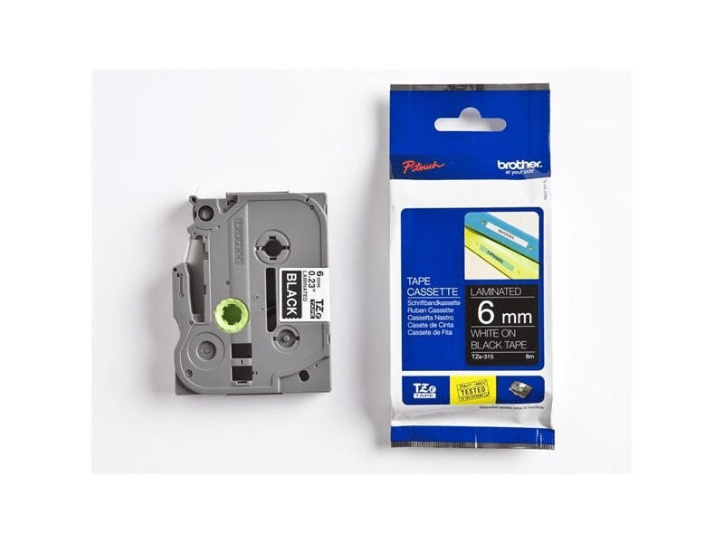 BROTHER QPTTZ315 Feliratozógép szalag, 6 mm x 8 m, fekete-fehér