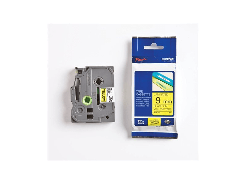 BROTHER QPTTZ621 Feliratozógép szalag, 9 mm x 8 m, sárga-fekete