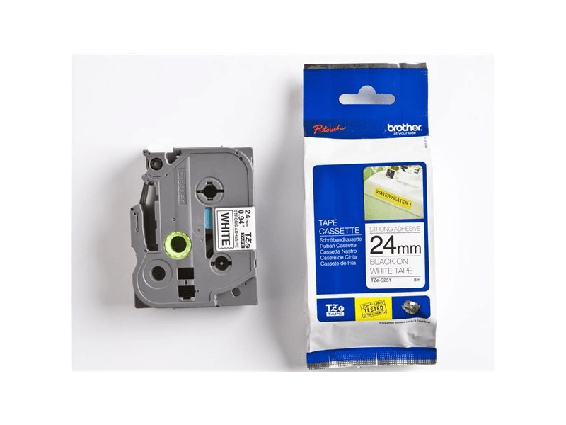 BROTHER QPTTZS251 Feliratozógép szalag, 24 mm x 8 m, fehér-fekete