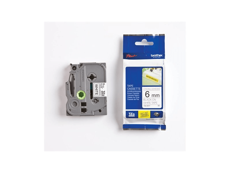 BROTHER QPTTZS221 Feliratozógép szalag, erős tapadású, 9 mm x 8 m, fehér-fekete