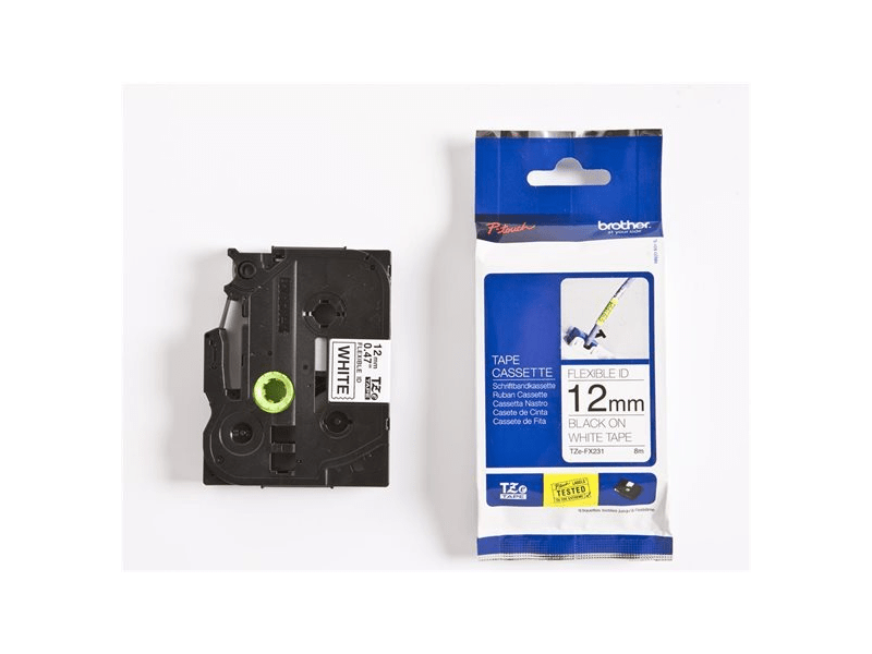 BROTHER QPTTZFX231 Feliratozógép szalag, flexibilis, 12 mm x 8 m, fehér-fekete