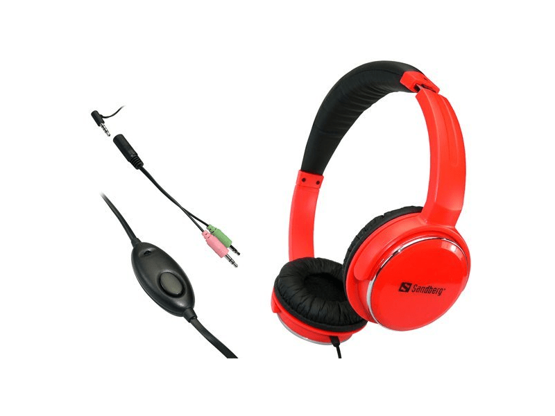 Sandberg SAFHHS04 Home n Street Mikrofonos Fejhallgató, Piros