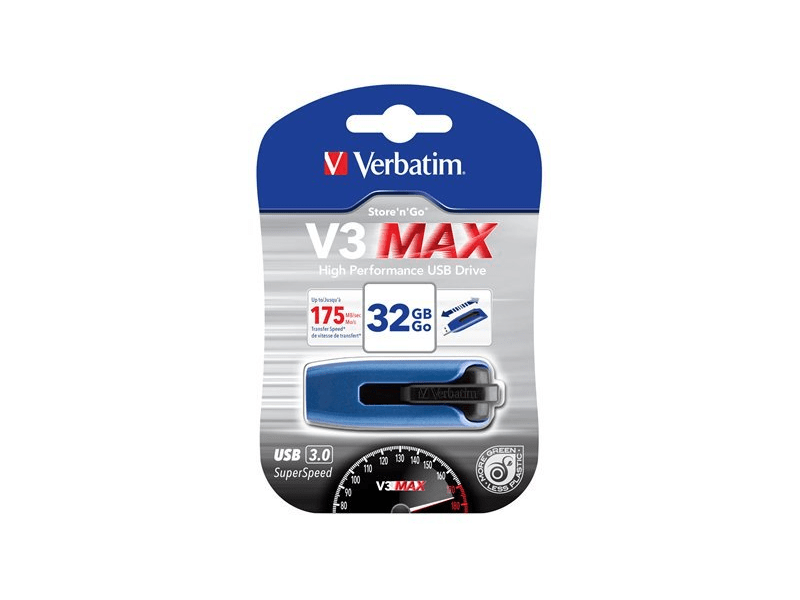 VERBATIM UV32GSM Pendrive, 32GB, USB 3.0 (49806) kék-fekete