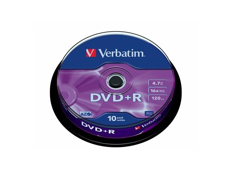 VERBATIM DVDV+16B10 DVD+R lemez, AZO,hengeren
