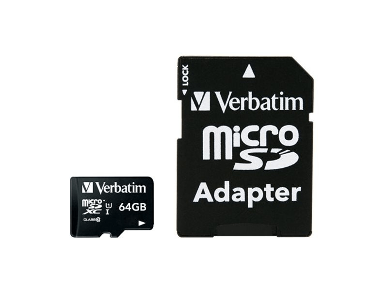 VERBATIM MVMS64GHA Memóriakártya adapterrel, Micro SD, 64GB, Class 10, (44084)