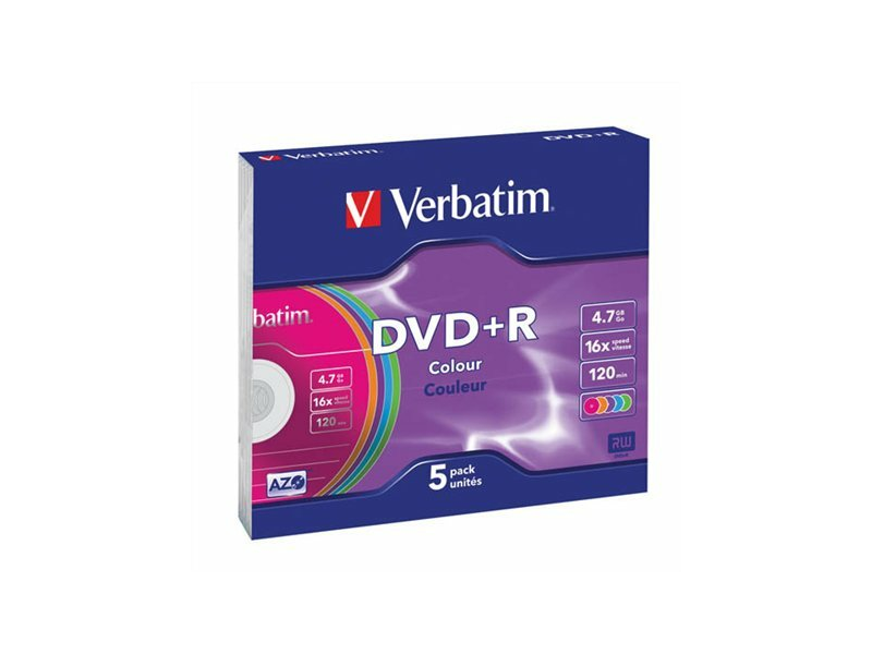 VERBATIM DVDV+16V5S DVD+R lemez, színes felület