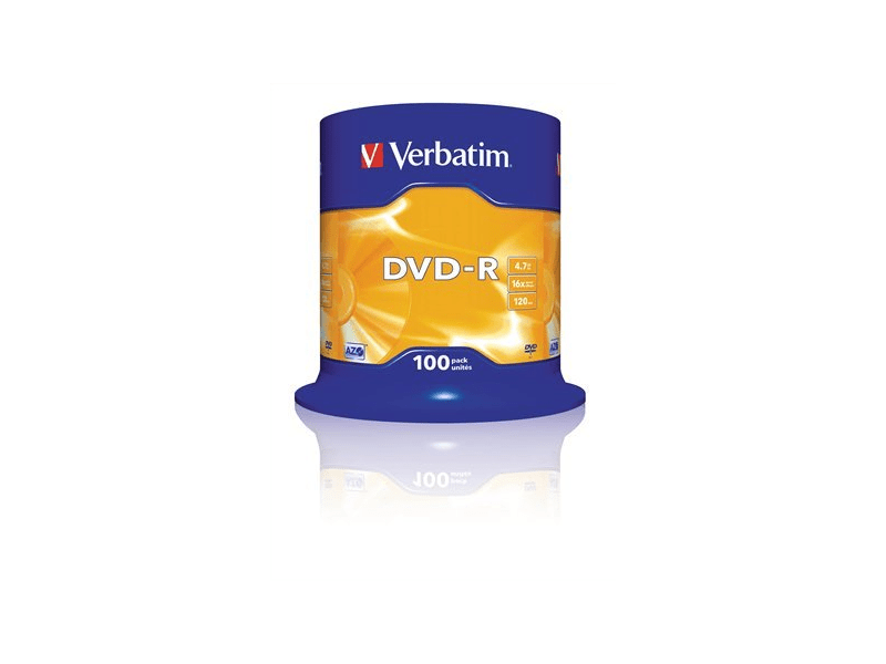 VERBATIM DVDV-16B100 DVD-R lemez, AZO, 4,7GB, 16x (43549)