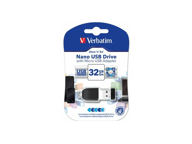 VERBATIM UV32GNO Pendrive, 32GB, USB 2.0+micro USB adapter