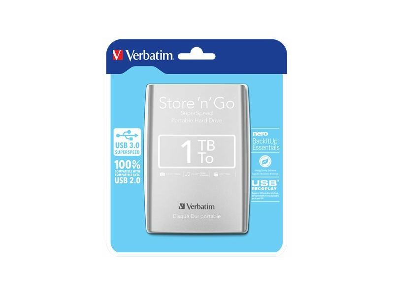 VERBATIM HV1TMUE 2,5 HDD, 1TB, USB 3.0, ezüst