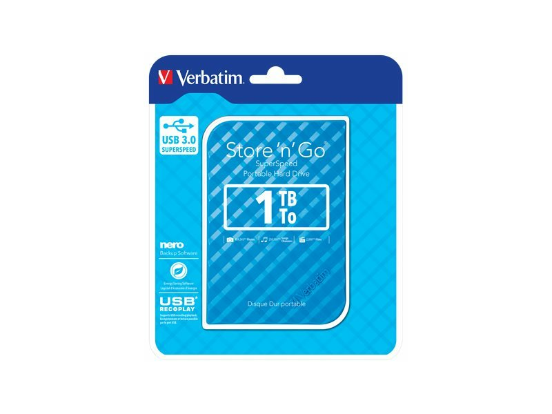VERBATIM HV1TSGK 2,5 HDD, 1TB, USB 3.0, Store n Go, kék