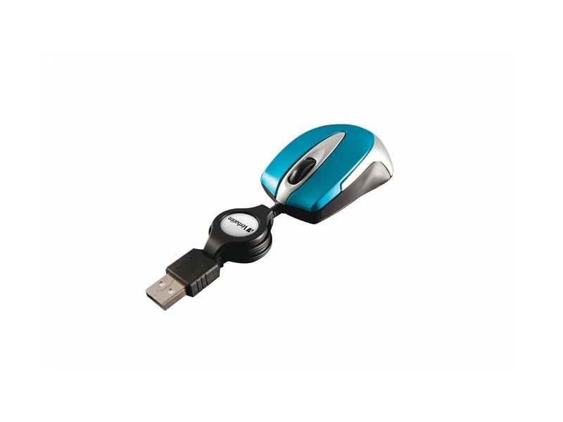 Verbatim Go Mini vezetékes egér, ezüst-karibikék