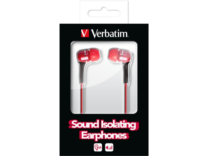 Verbatim VHS16 Sound Isolating Fülhallgató, Piros