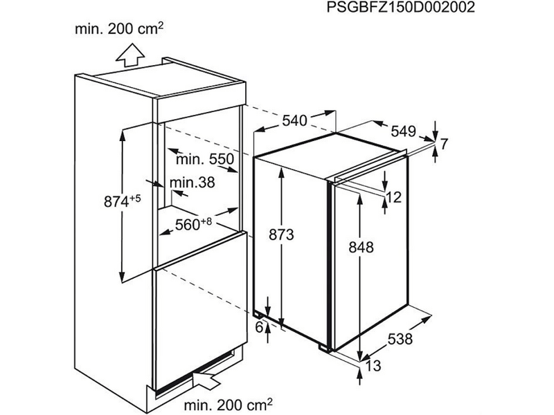 Electrolux EUN1000AOW Beépíthető fagyasztó, FastFreeze funkció, A+