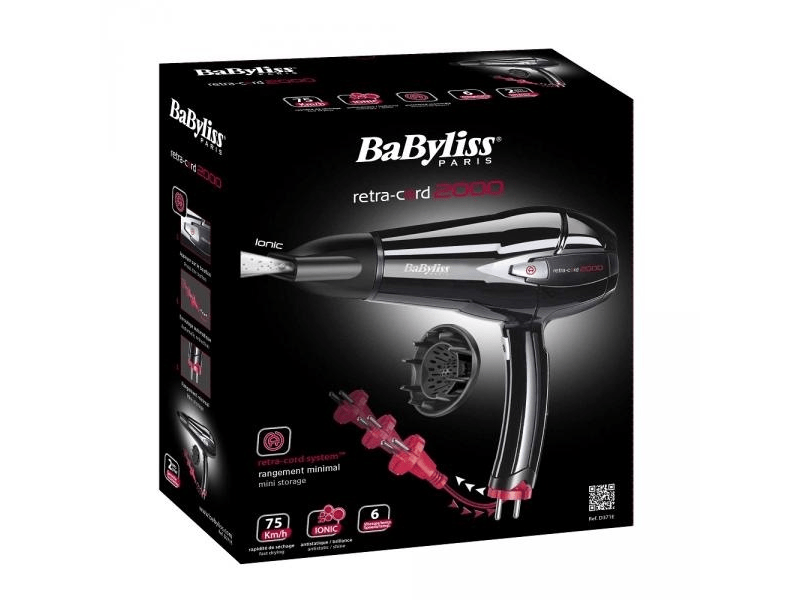 BABYLISS D371E Expert Ionos hajszárító, visszahúzható vezetékkel