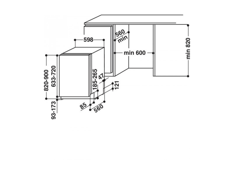 WHIRLPOOL WIO 3T3236 Beépíthető mosogatógép