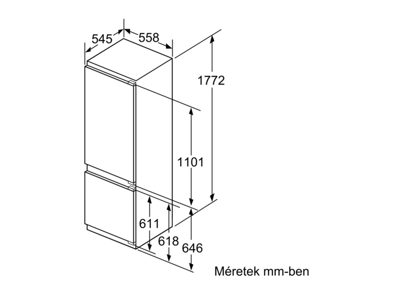 SIEMENS KI87SAD40 Beépíthető alulfagyasztós hűtőszekrény