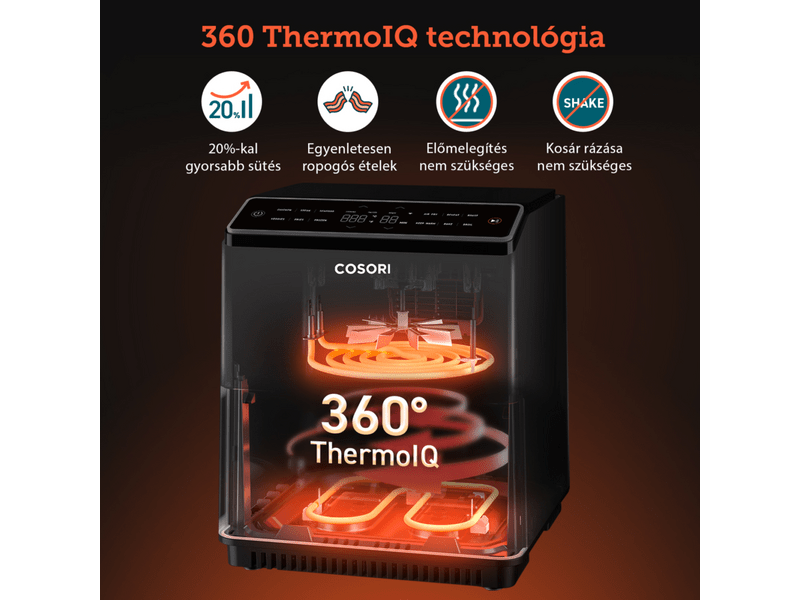 Cosori Dual Blaze Forrólevegős sütő, 6.4 l, világosszürke (CAF-P583S-AEUR)
