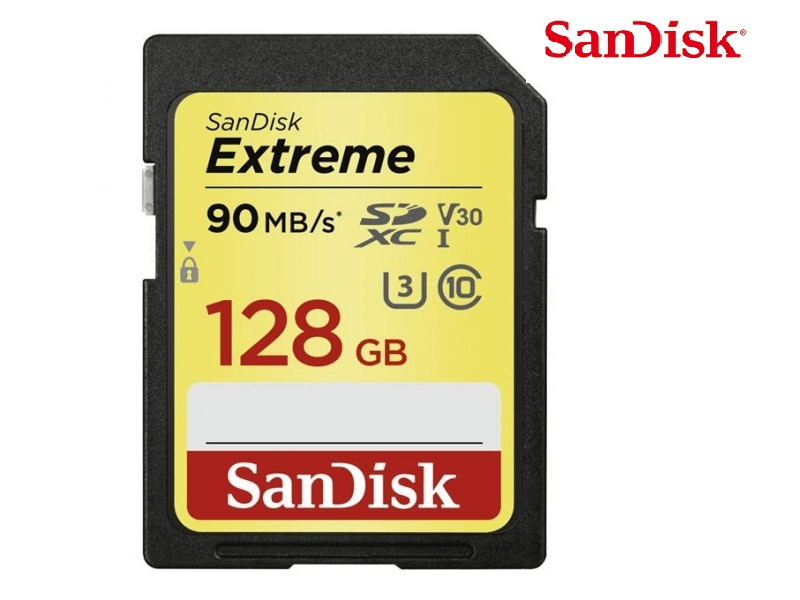 SANDISK SDXC EXTREME KÁRTYA 128GB, 90MB/S, CL10, V30