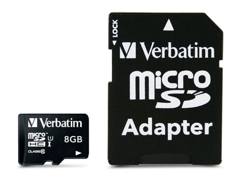 VERBATIM Micro SDHC, 8GB, Class 10, adaterrel (44081)
