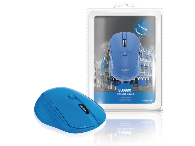 Sweex Vezeték Nélküli Egér Asztali 3 Gombos Curaçao Kék NPMI5180-07