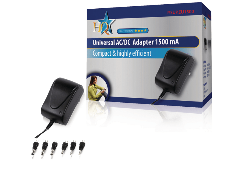 HQ Univerzális Hálózati Adapter 3 / 4.5 / 5 / 6 / 7.5 / 9 / 12 VDC 1.5 A (P.SUP.EU1500)