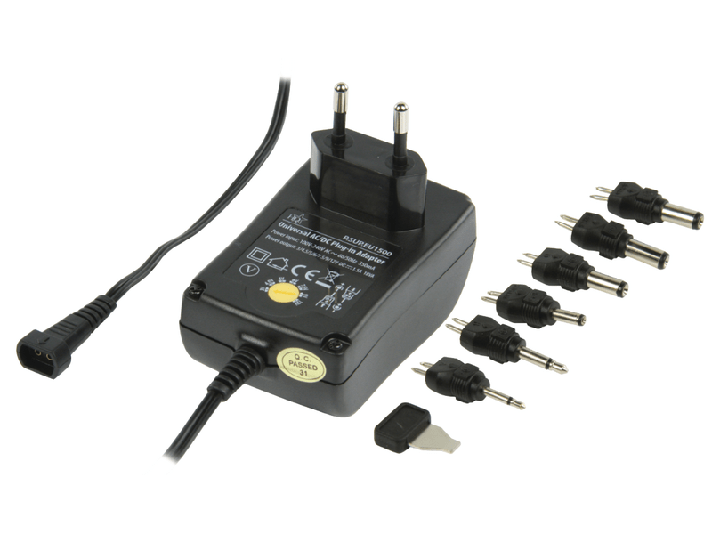 HQ Univerzális Hálózati Adapter 3 / 4.5 / 5 / 6 / 7.5 / 9 / 12 VDC 1.5 A (P.SUP.EU1500)