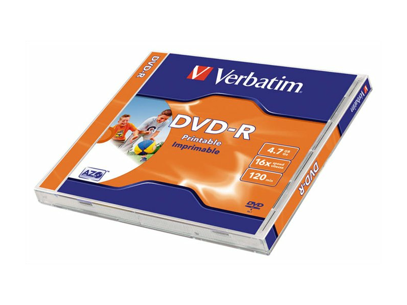 Verbatim DVD-R lemez, nyomtatható, matt, ID, 4,7GB, 16x, normál tok (DVDV-16N)