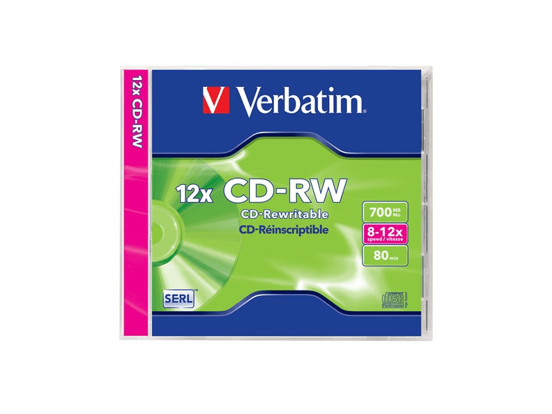 Verbatim CD-RW lemez, újraírható, SERL, 700MB, 8-12x, normál tok (CDVU7010)