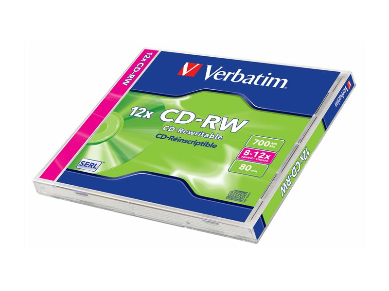 Verbatim CD-RW lemez, újraírható, SERL, 700MB, 8-12x, normál tok (CDVU7010)