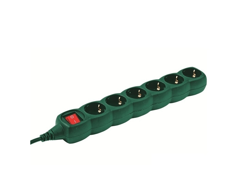 HOME NV 06K-5/GR Hálózati elosztó, kapcsolós, 6 aljzat, 5m, zöld