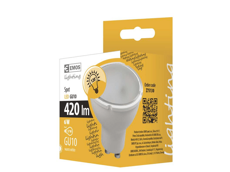 EMOS LED spot izzó GU10 6W WW (Z75130)