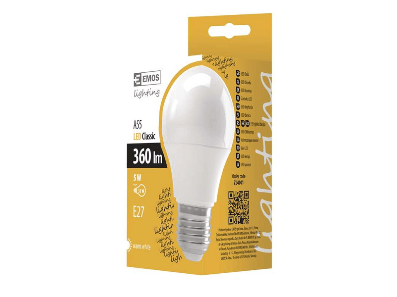 EMOS LED izzó value A55 E27 5W WW (ZL4001)