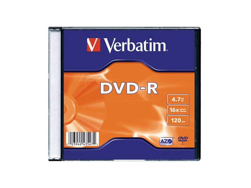 Verbatim DVD-R lemez, AZO, 4,7GB, 16x, vékony tok (DVDV-16V1)