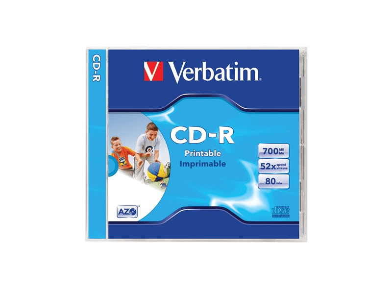 Verbatim CD-R lemez, nyomtatható, matt, ID, AZO, 700MB, 52x, normál tok (CDV7052N)