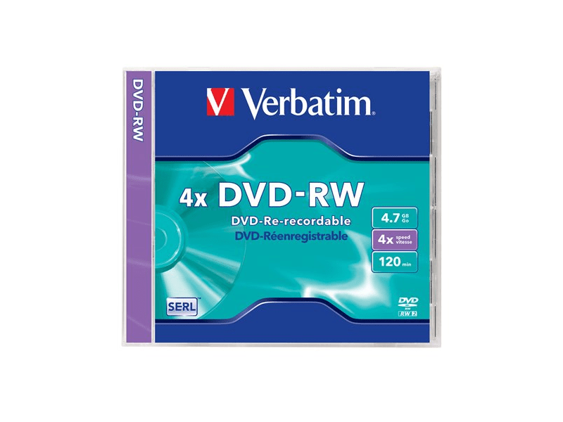 Verbatim DVD-RW lemez, újraírható, 4,7GB, 4x, normál tok (DVDVU-4)