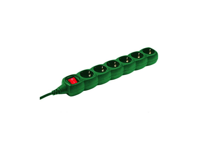 HOME NV 06K-3/GR Világító kapcsolós hálózati elosztó, 6 aljzat