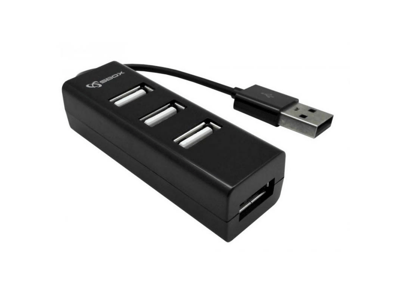 Sbox H-204B 4 portos USB HUB, fekete