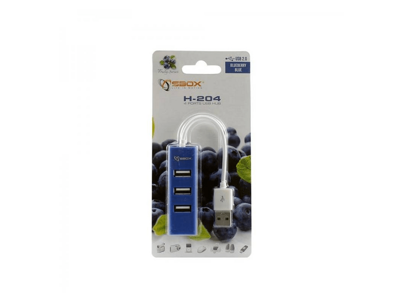 Sbox HS-204BL 4 portos USB HUB, kék