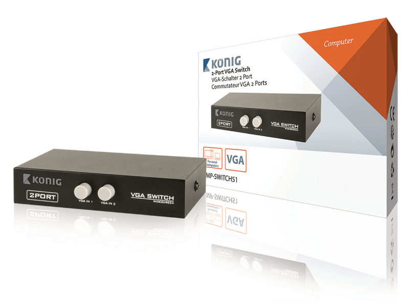 König kétportos VGA elosztó,fekete (CMP-SWITCH51)