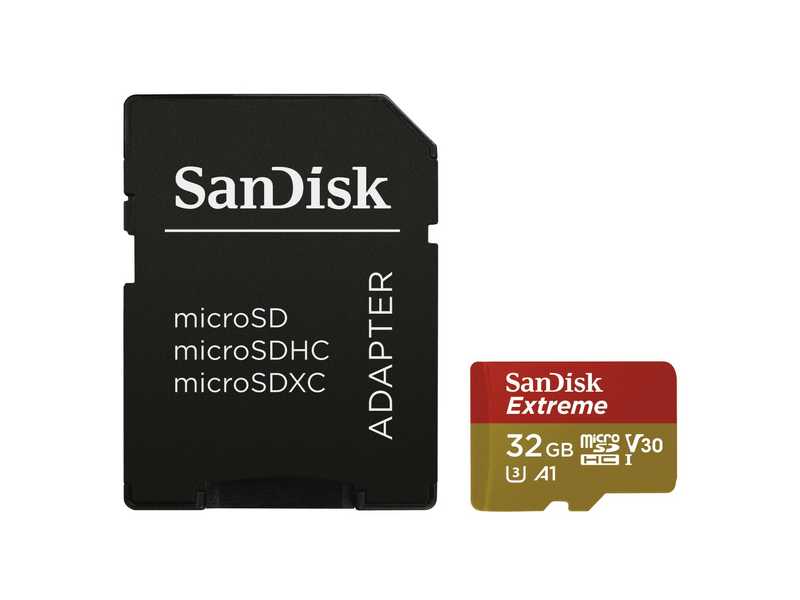 SANDISK MICROSD EXTREME KÁRTYA 32GB, 90MB/sec. CL10, UHS-I, V30, A1 (HAMA SAN 173420)