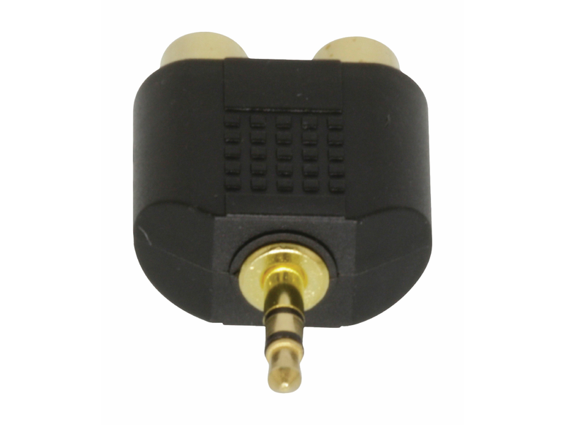 Sztereó Audio Adapter 3.5 mm-es Dugasz - 2x RCA Aljzat Fekete (VAL AC-010GOLD)