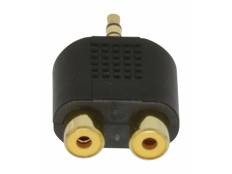 Sztereó Audio Adapter 3.5 mm-es Dugasz - 2x RCA Aljzat Fekete (VAL AC-010GOLD)