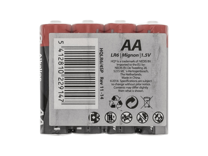 HQ Alkáli AA elem, 4 darabos zsugorfólia (HQLR6/4SP)