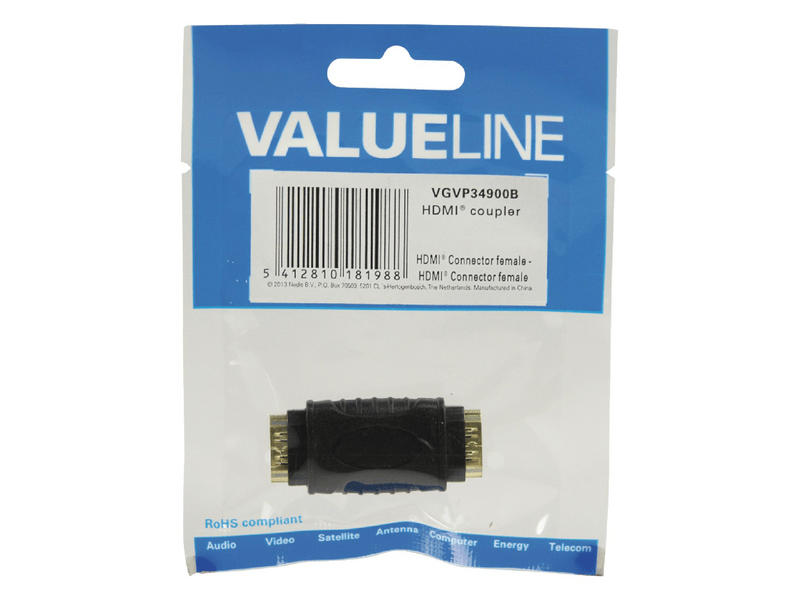 Valueline HDMI toldó,HDMI aljzat-aljzat (VGVP34900B)