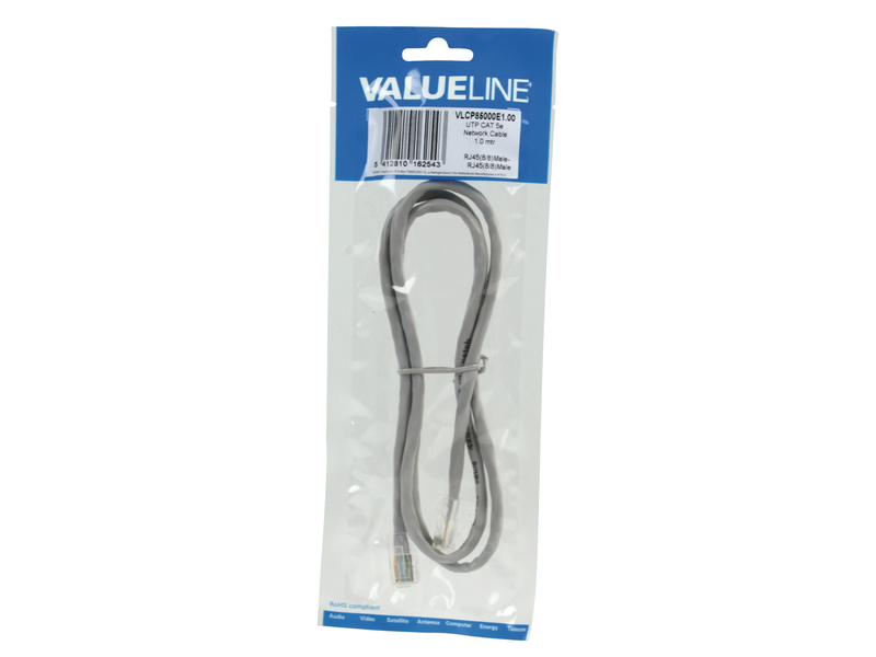 Valeuline UTP CAT 5e hálózati kábel,1m,szürke (VLCP85000E1.00)