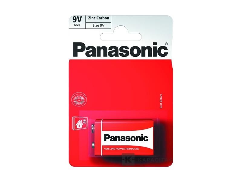 Panasonic Red Zinc 9V blokk cink-mangán tartóselem (6F22R/1BP)