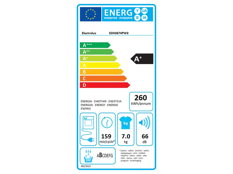ELECTROLUX EDH3674PW3 Hőszivattyús szárítógép